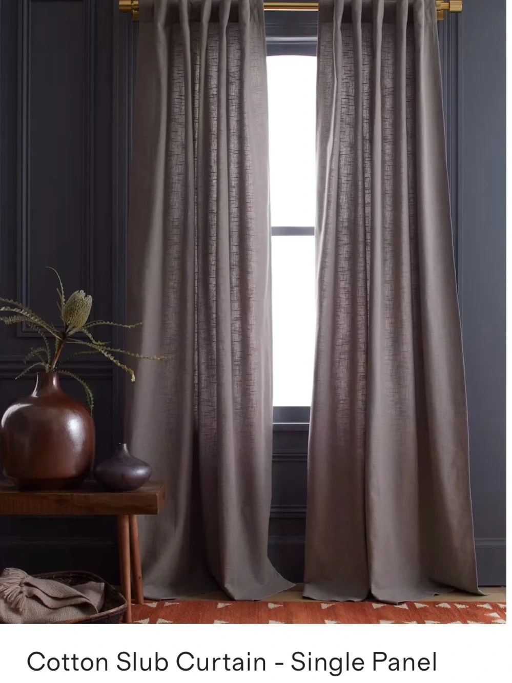 Quince Cotton Slub Curtain Panel -  Gray, 48x108
